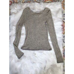 SJOBECK Womens Pullover Summer Sweater Med Brown Long Sleeve Scoop Neck Stretch